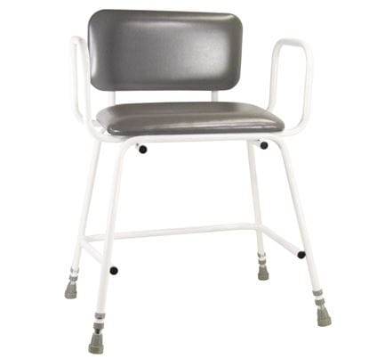 Torbay bariatric perching stool with arms and padded back, 254kg