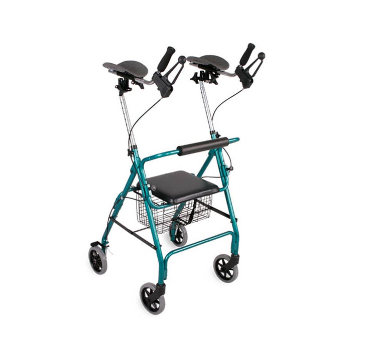 Super Stroller gutter walking frame with forearm troughs and seat