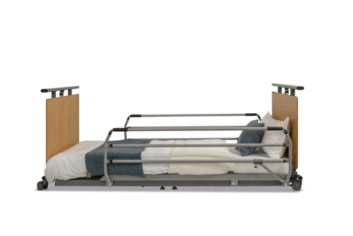 iCare G5 folding rail fitted to a Gravitate G5 floorline bed