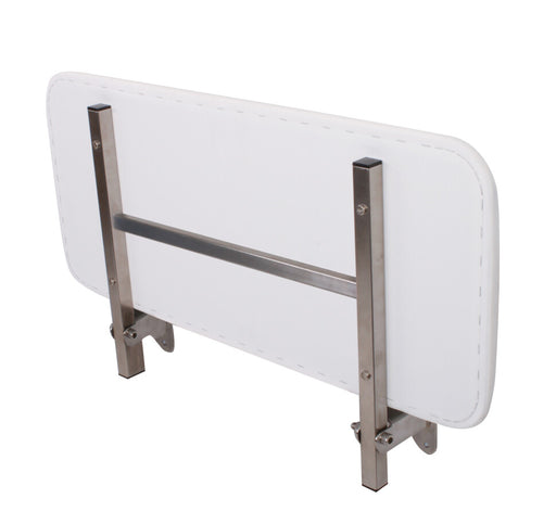 Viking folding padded shower seat folded against wall