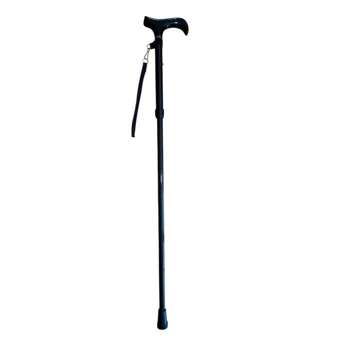 Carbon Fibre Folding Walking Stick Bundle (Lightweight Travel Cane + Wrist Strap) - *Bundle*
