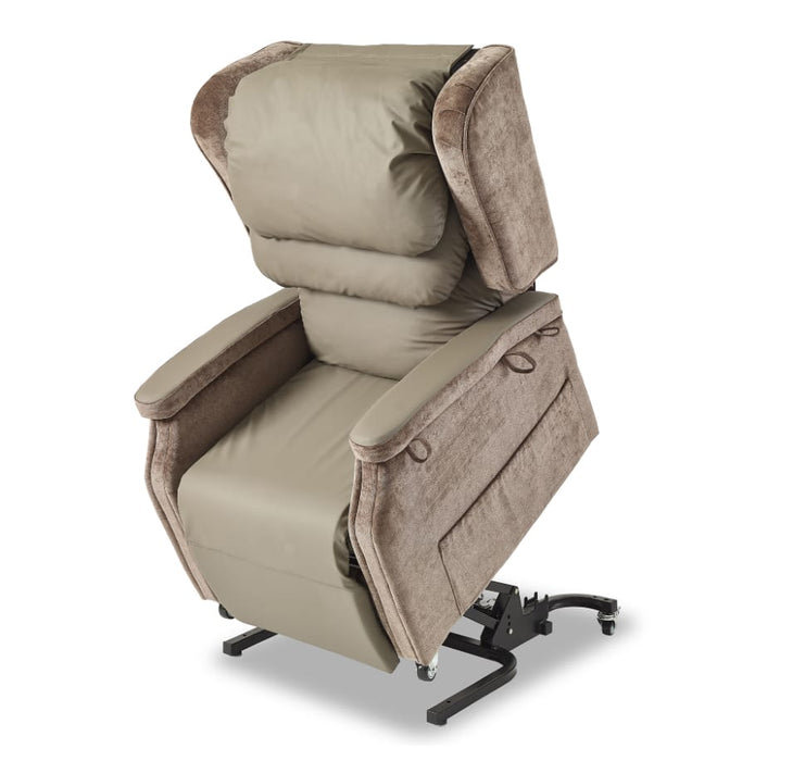 Cubro Configura Comfort chair side profile showing wheeled base and hoist access