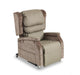 Cubro Configura Comfort rise and recline chair in fabric upholstery, shown upright with lateral backrest pillows