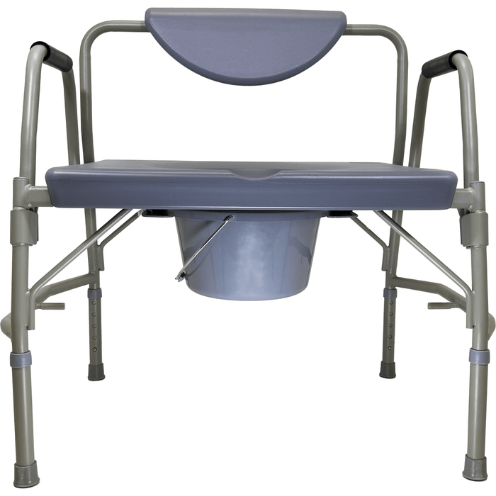 Heavy Duty Bariatric Commode - front view showing 645mm width between arms