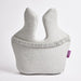 Gray back cushion with a brand tag on a white background