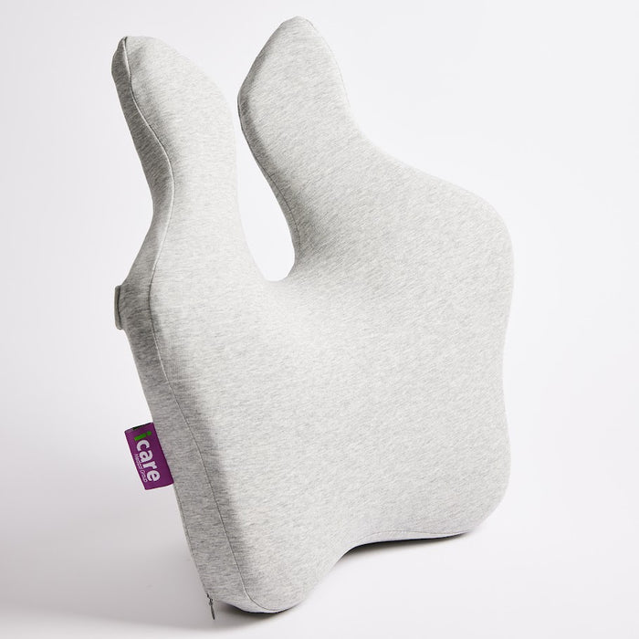 Gray back cushion with a visible brand logo on a white background