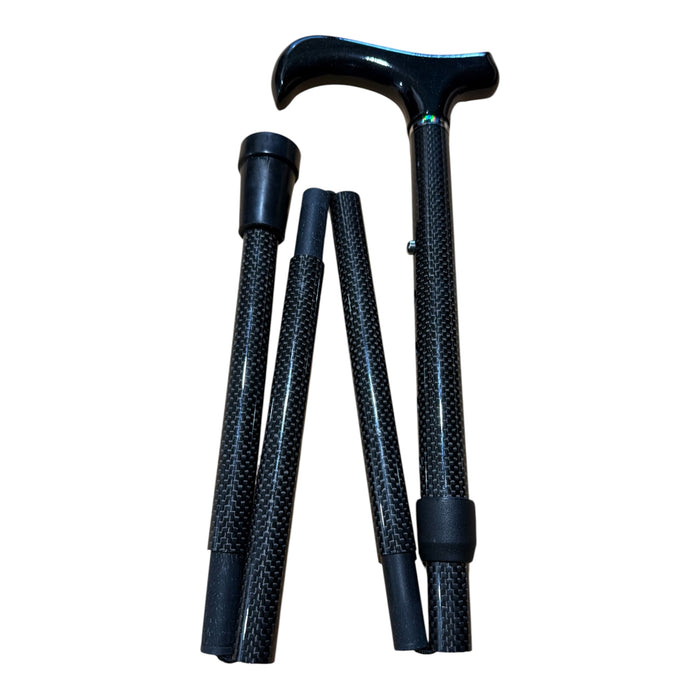 Black folding cane on a white background