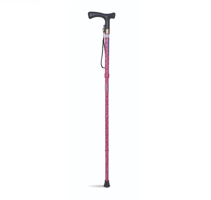 Lifestyle T-Handle Folding Walking Stick - Belle Rose