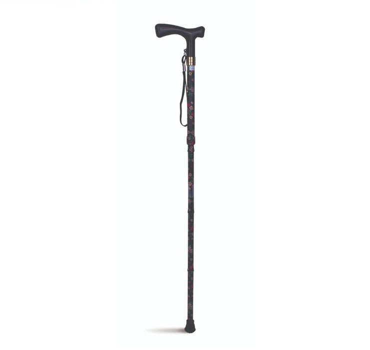 Lifestyle T-Handle Folding Walking Stick - Oriental Floral