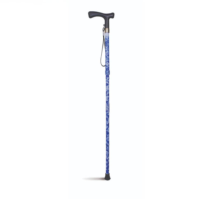 Lifestyle T-Handle Folding Walking Stick - Paisley