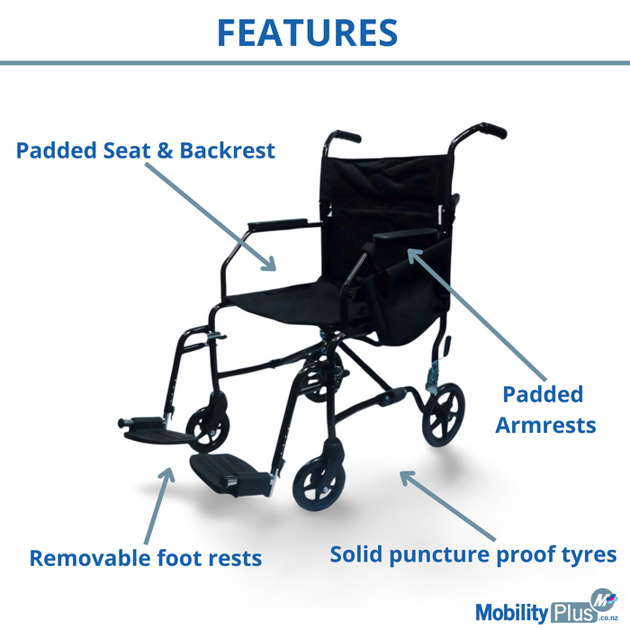 Lightweight Folding Transit Wheelchair – Compact & Affordable