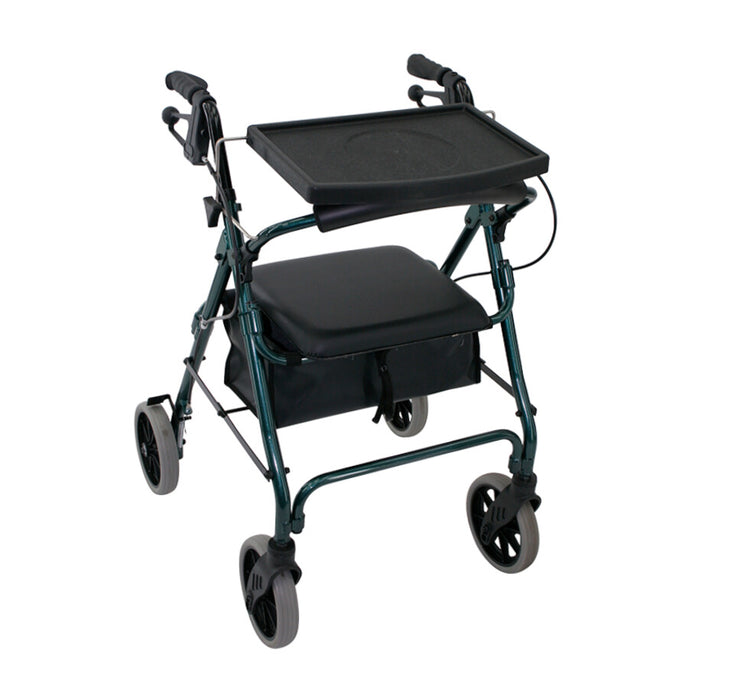 Mobilis Quad Walking Frame - Green with Folding Tray