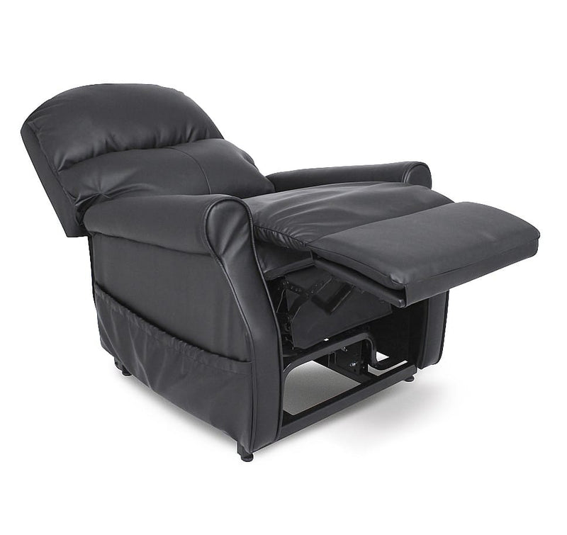 Monarch Dual Motor Power Lift Chair NZ | Black Vinyl Rise Recliner — view 1