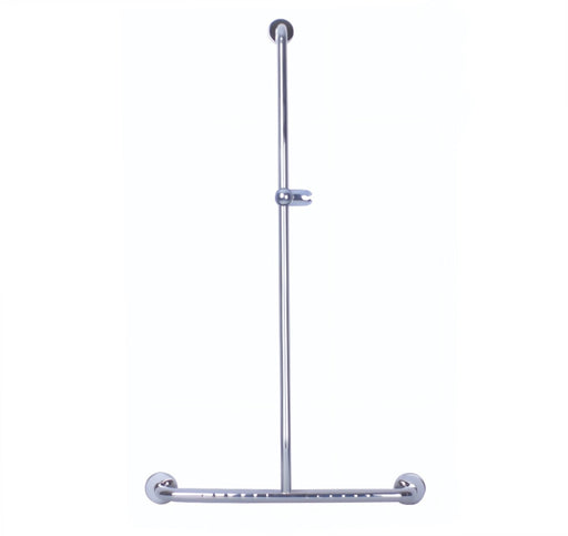 Roma T-bar shower support rail with sliding shower head holder - Mobility Plus NZ