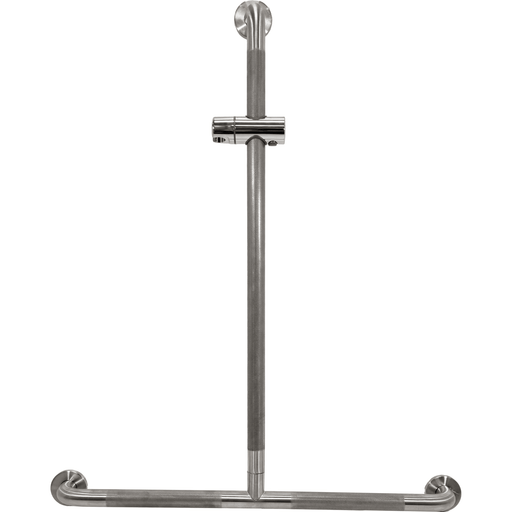Goldfern stainless steel shower T rail with sliding shower head holder on the vertical bar, 750mm x 900mm
