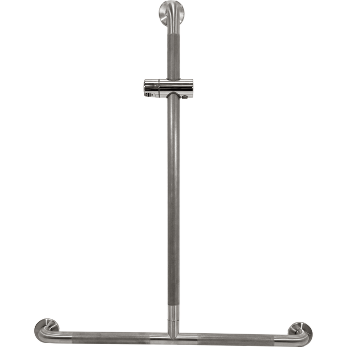 Goldfern stainless steel shower T rail with sliding shower head holder on the vertical bar, 750mm x 900mm