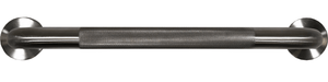 Goldfern stainless steel straight grab rail with knurled centre grip and round satin mounting flanges