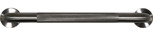 Goldfern stainless steel straight grab rail with knurled centre grip and round satin mounting flanges