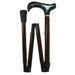 Collapsible walking cane with wooden handle on a white background