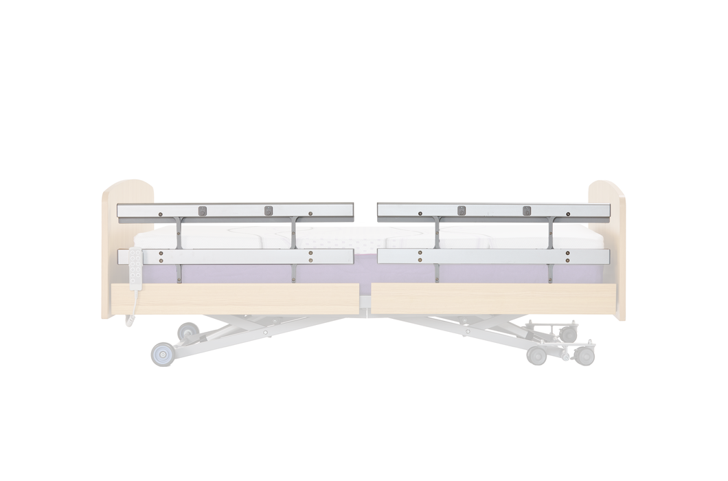 iCare Gravitate G6 aluminium split side rail fitted to a G6 floorline bed