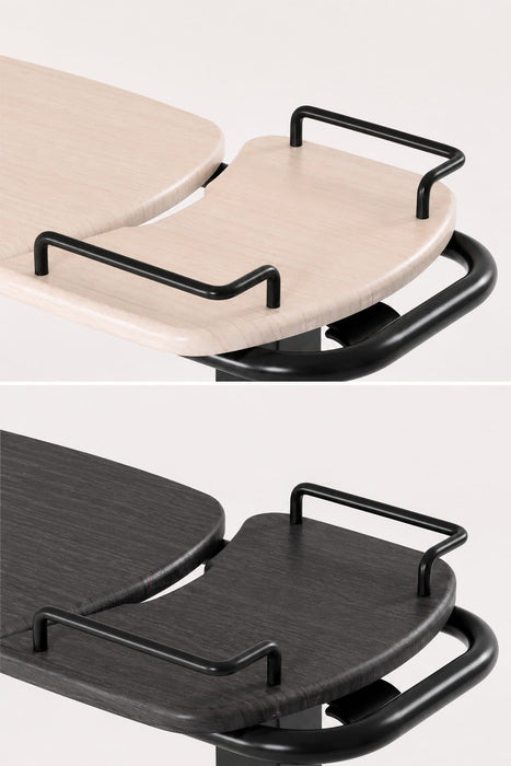 Over Bed/Chair Table tabletop colours compared - White Ash and Charcoal