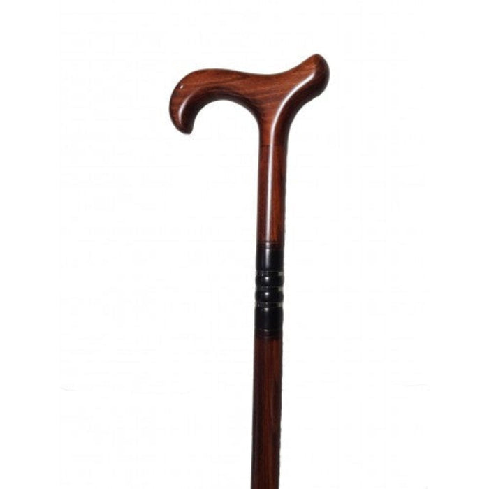 Gastrock scorched cherry walking cane with derby handle and black triple-ring collar