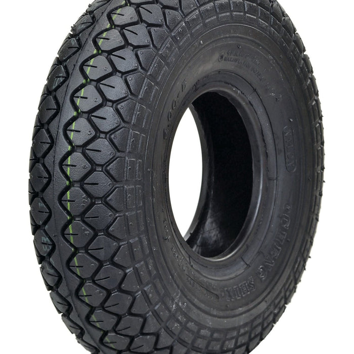 Mobility scooter tyre 4.00-5 in black with round edge and diamond tread