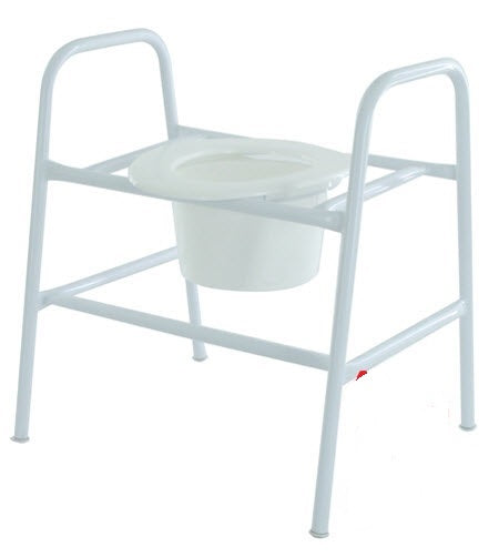 White commode chair with a toilet pan on a white background