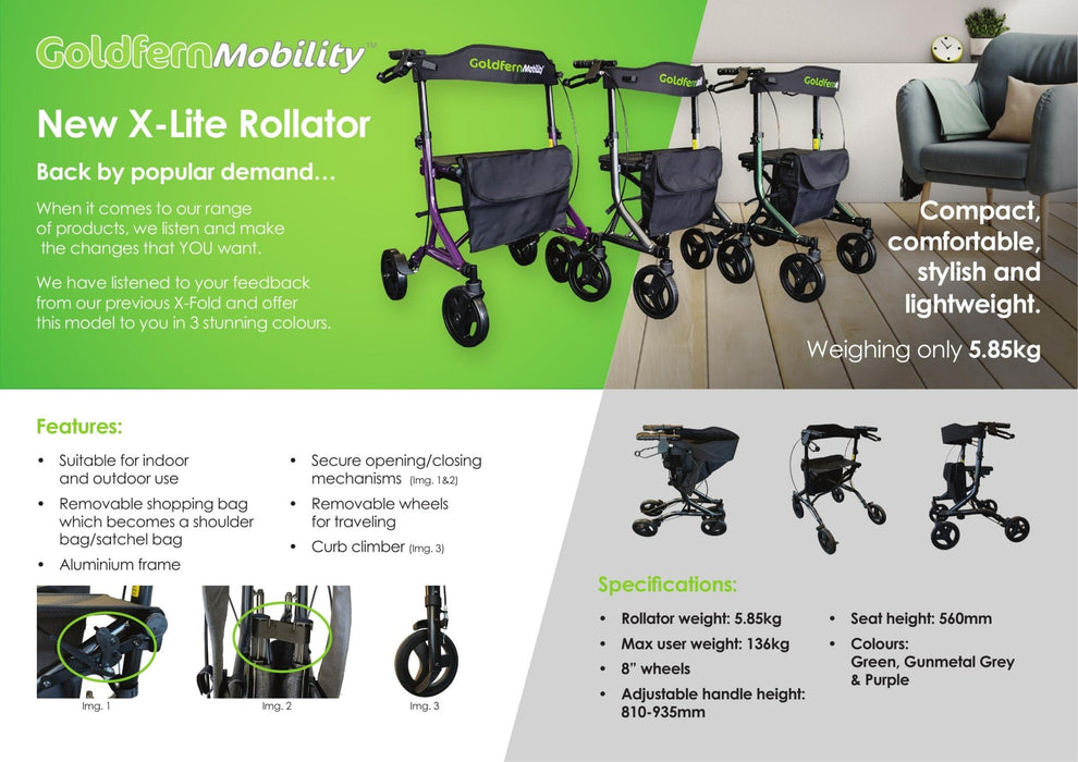 X - Lite Easy Fold Walker - Only 5.8kg!Walkers & Walking FramesMobility Plus