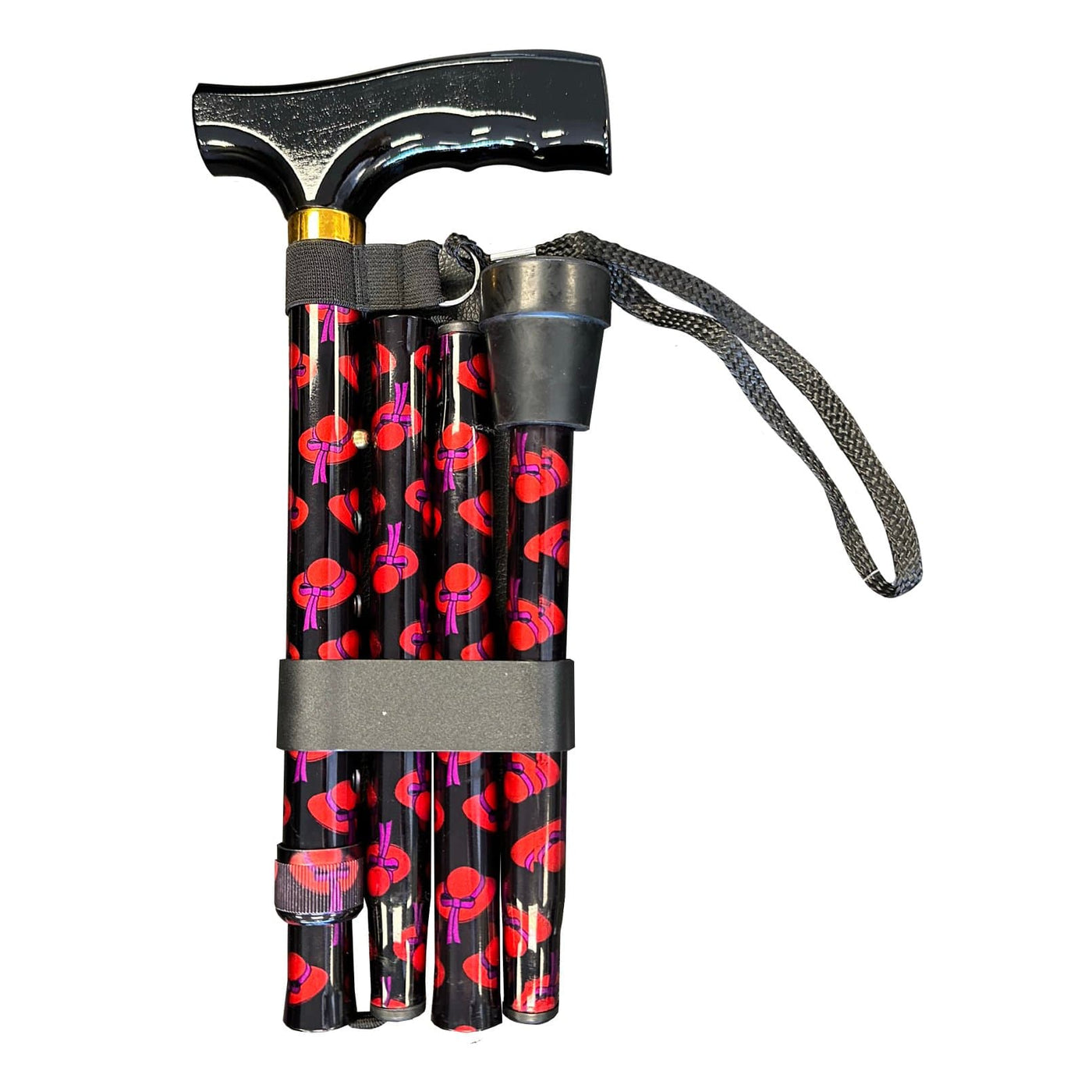 Folding Walking Stick NZ | Red Hat Pattern | Lightweight Aluminium Cane ...