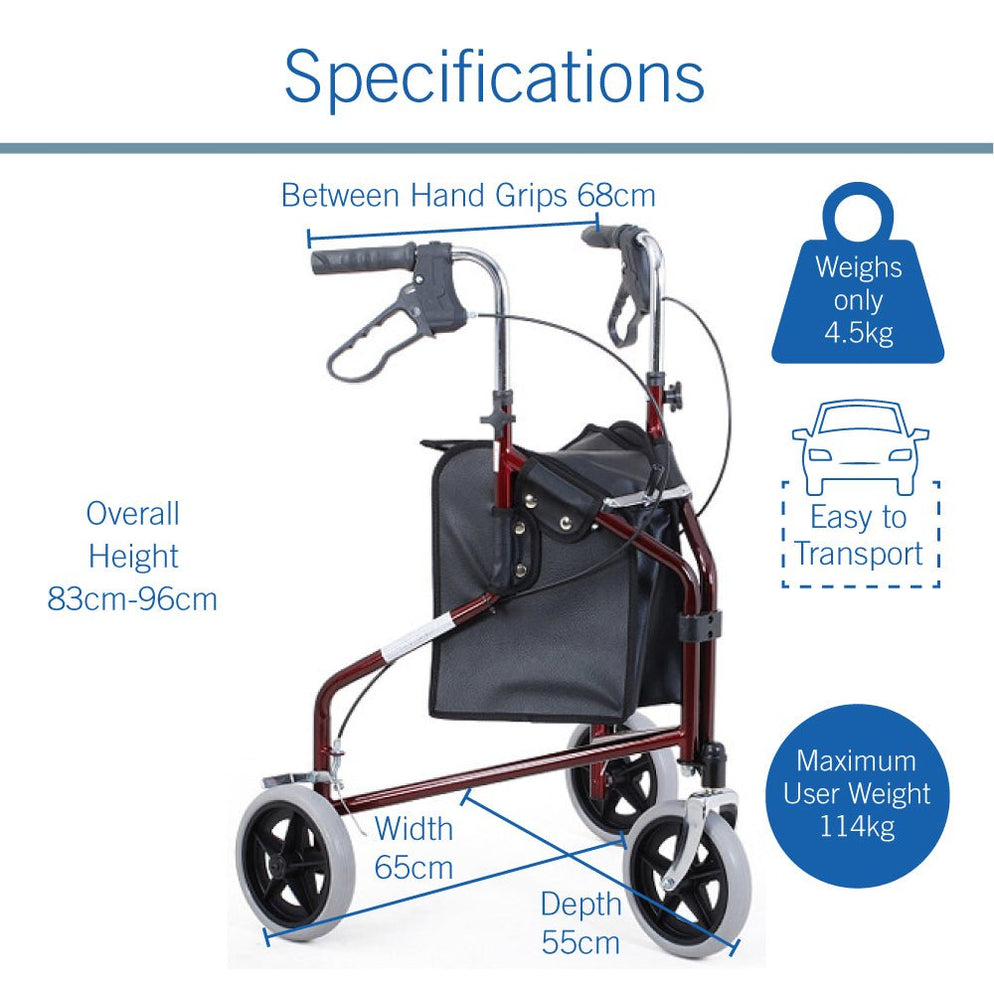 Tri Walker | Easy-Fold - Only 4.5kg Walking Frame | Mobility Plus NZ